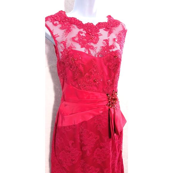 Rickie Freeman Teri Jon Gown Women's Size 2 Red Lace Formal Party Maxi Dress - Picture 6 of 16